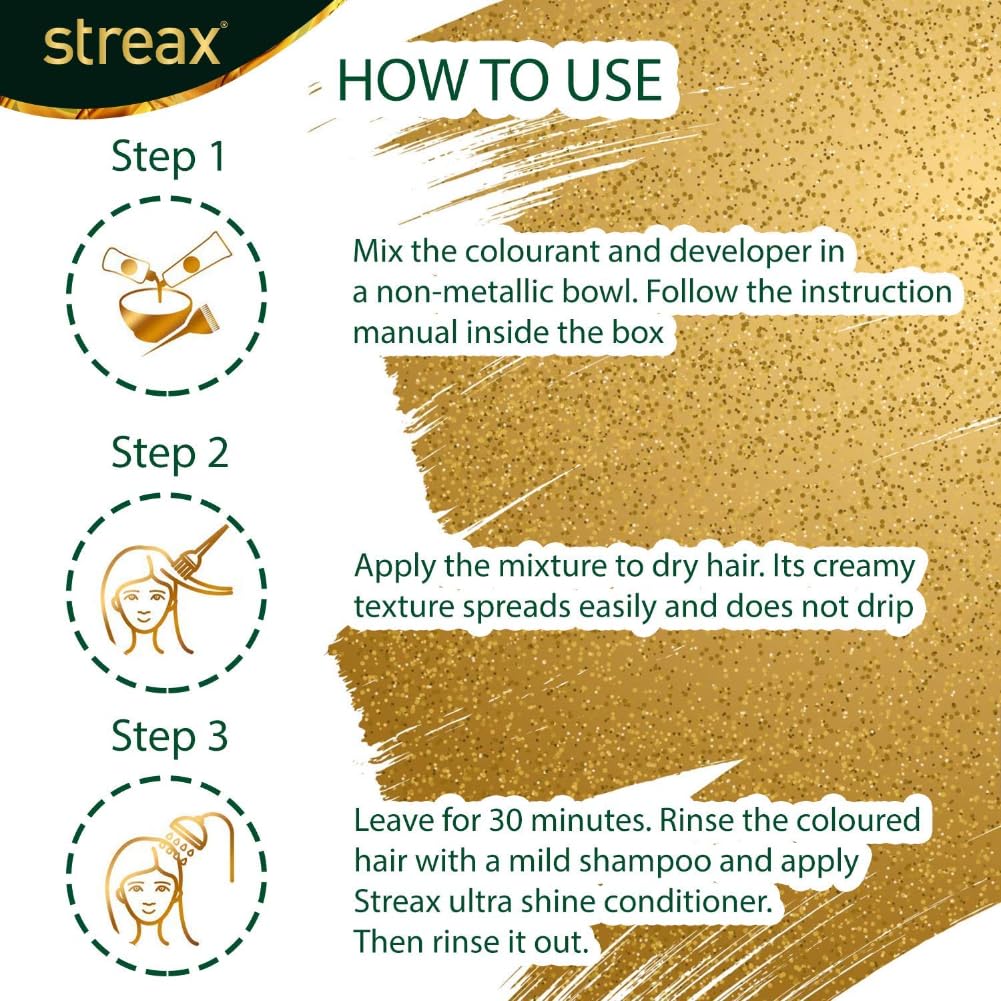 Streax Cream Hair Color for Unisex, 120ml - 1 Natural Black (Pack of 2)