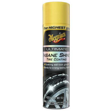 Meguiar's G190315 Ultimate Insane Shine Tire Coating, gives a Finish that Creates a Lasting Wet-Look for a Classic Black Shine, Easy to Use, No Hassle, No Mess, Ultimate Protection, 15 Oz Aerosol Can