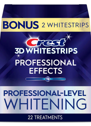 Crest Teeth Whitening Strips, Crest 3D Whitestrips Professional Effects, Enamel Safe Teeth Whitening Kit, 22 Treatments (44 Strips), Professional-Level Whitening, 19 Levels Whiter