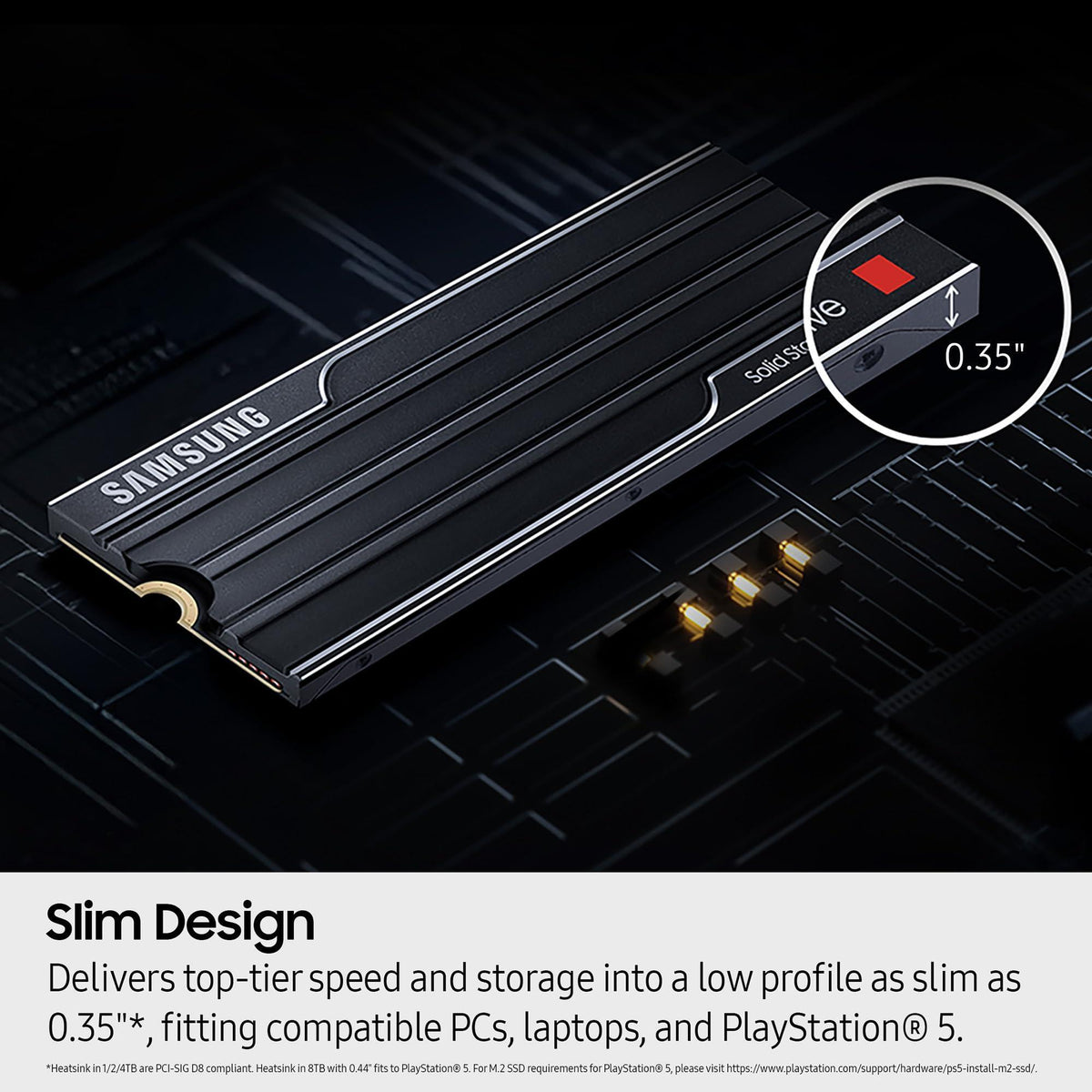 Samsung SSD 9100 PRO with Heatsink 1TB, PCIe 5.0x4 M.2 2280, Seq. Read Speeds Up to 14,800/13,400 MB/s, Best for AI Computing, Gaming, and Heavy Duty Workstations (MZ-VAP1T0CW)