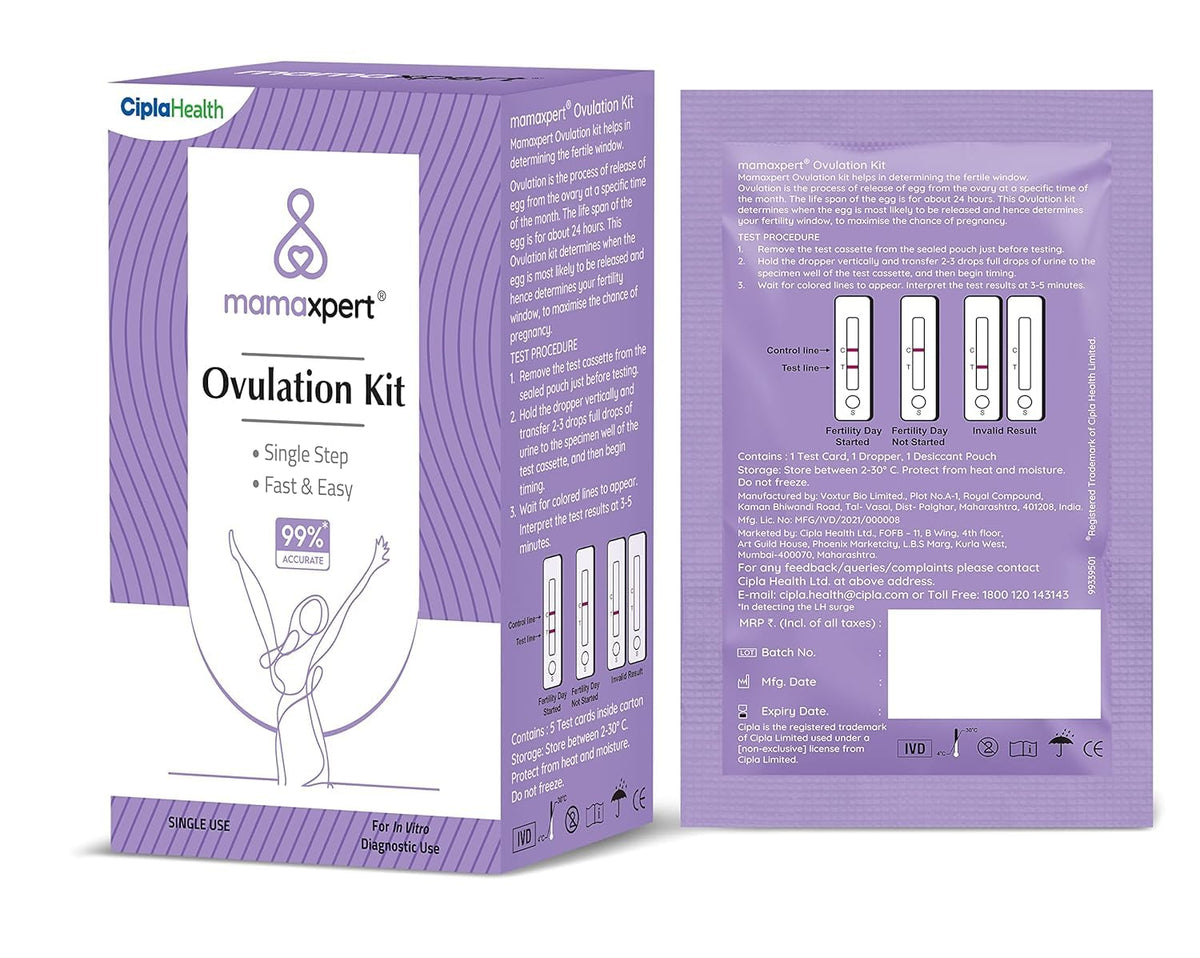 Cipla MamaXpert Ovulation KIt | Single Step | Fast & Easy | 2 Test Cards