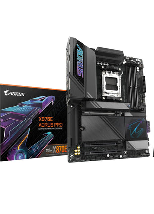 GIGABYTE X870E AORUS PRO AMD AM5 LGA 1718 Motherboard, ATX, DDR5, 4X M.2, PCIe 5.0, USB4, WIFI7, 2.5GbE LAN, EZ-Latch, 5-Year Warranty