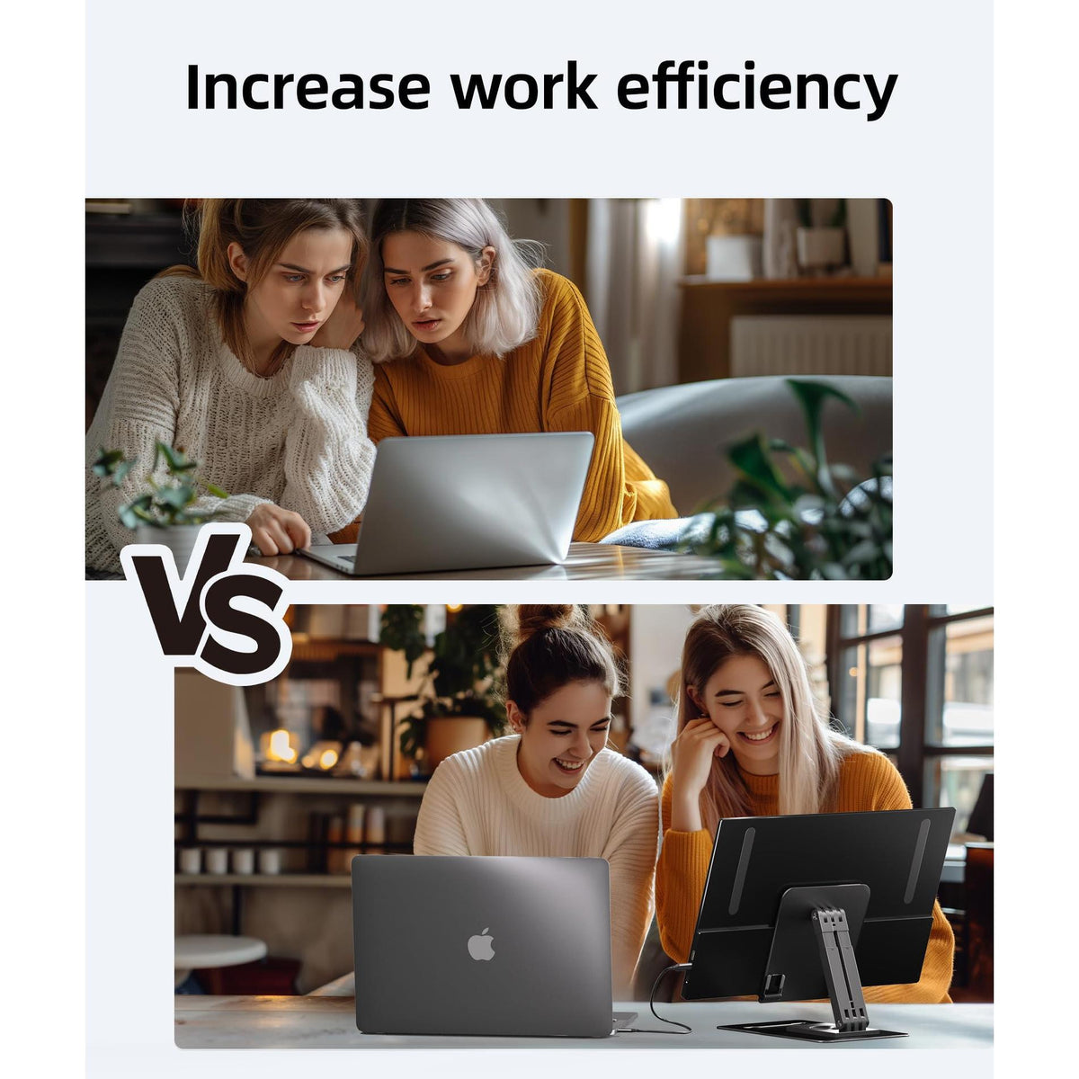 Ingnok Portable Monitor, Ultra Slim 15.6 Inch FHD IPS Laptop Screen Extender with Adjustable Stand, USB C Compatible, Ideal for Travel and Office