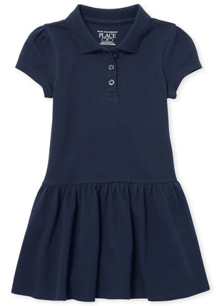 The Children's Place baby girls Short Sleeve Polo School Uniform Dress, Tidal, 5T US