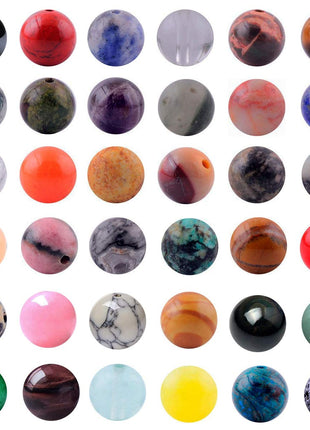 Natural Stone Beads 100pcs Round Genuine Real Stone Beading Loose Gemstones Hole Size 1mm DIY Smooth Bead for Bracelet Necklace Earrings Jewelry Making(Natural Stone Beads Multicolor, 8mm)
