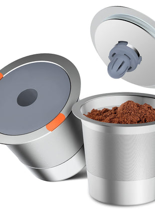 Noalto Reusable K Cups and Coffee Pods,Universal stainless steel k Cups for Keurig 2.0 and 1.0 Coffee Makers machine(2pack)