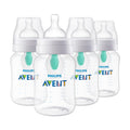 Philips Avent Anti-Colic Baby Bottle with AirFree Vent, 9oz, with Flow 2 Nipples, 1m+, 4pk, Clear, SCY703/04
