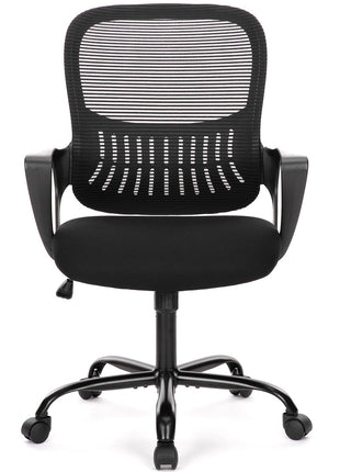 SMUG Office Computer Desk Chair, Ergonomic Mid Back Mesh Rolling Work Swivel Task Chairs with Wheels, Comfortable Lumbar Support, Comfy Arms for Home, Bedroom, Study, Dorm, Student, Adults