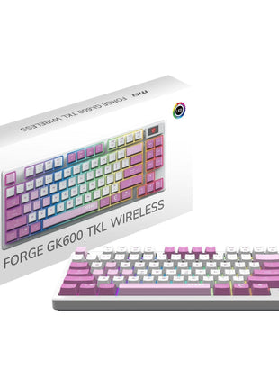msi Forge GK600 TKL W Violet US - Mechanical Linear SWITCHES - Dye-Sublimated PBT Keycaps, Anti-Slip Base, RGB LED, USB 2.0, Bluetooth, 2.4 GHz - Tenkeyless