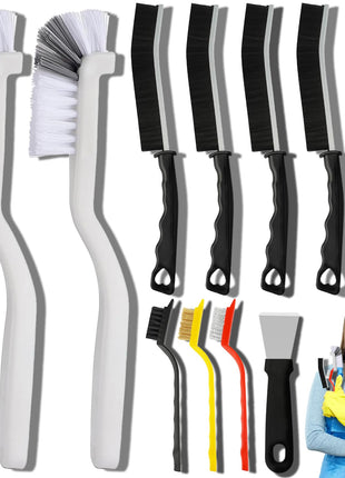 Dfacio 11Pcs Crevice Cleaning Brush Set, Hard Bristle Cleaning Supplies for Kitchen, Bathroom, Corner, Grout, Sink
