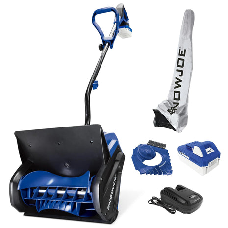 Snow Joe 24V Cordless Electric Snow Shovel Kit, 400W Motor, 13 inch Clearing Path - 20 Feet Throwing Distance, Includes Cover & Ice Scraper for Driveway, Sidewalk, Walkway, Deck & Patio, 24V-SS13-TV1