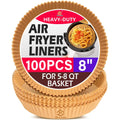 Air Fryer Paper Liners, 100PCS Non-stick Oil Resistant Air Fryer Parchment Paper Liners, 8 Inch Air Fryer Liners Disposable, Round Airfryer Liners for 5-8QT Air fryer, Baking, Roasting Microwave