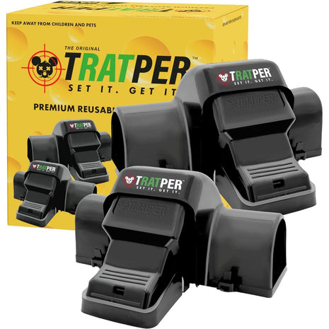 TRATPER Rat and Chipmunk Traps. Prevents Accidental Triggering with Dual Tunneled Design. Covered Snap Traps for Humane Kill, Reusable, Pest Control for Rats, Indoor & Outdoor Use. 2 Pack