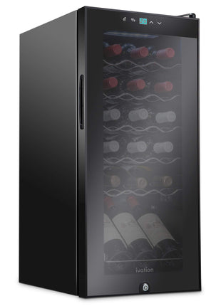 Ivation 18 Bottle Compressor Wine Cooler Refrigerator w/Lock, Large Freestanding Wine Cellar For Red, White, Champagne or Sparkling Wine, 41f-64f Digital Temperature Control Fridge Glass Door Black