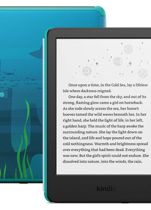 Amazon Kindle Kids 16GB (newest model) - If it breaks, we will replace it, includes ad-free books and cover, with glare-free display, faster page turns - Ocean Explorer