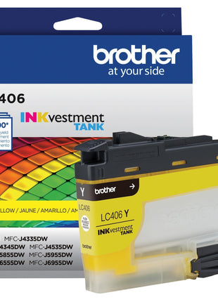 Brother Genuine LC406Y Standard Yield Yellow INKvestment Tank Ink Cartridge