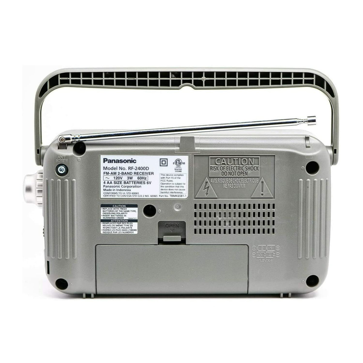 Panasonic Portable AM / FM Radio, Battery Operated Analog Radio, AC Powered, Silver (RF-2400D)