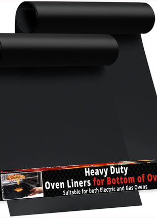 Oven Liners for Bottom of Oven - Thick Heavy Duty 17" x 25" 2 Pack Non-Stick Reusable Mats - BPA & PFOA Free Protector for Electric, Gas, Microwave & BBQ Grill Liner - Easy Clean & Heat Resistant