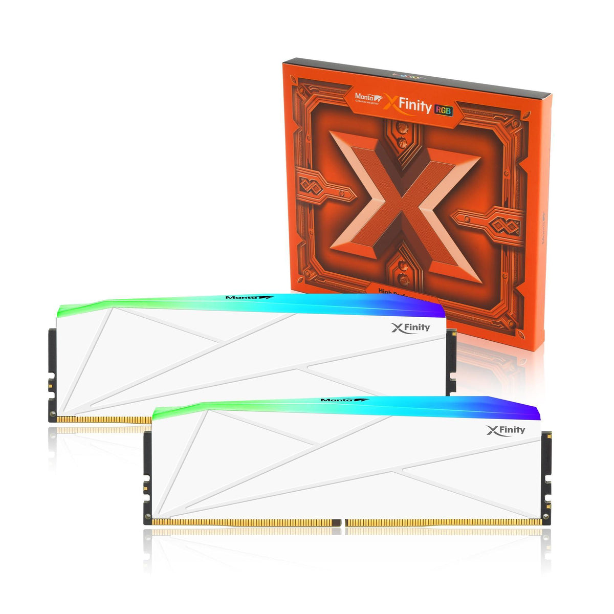 V-Color Manta XFinity RGB DDR5 48GB (24GBx2) 8000MHz CL38 1.4V RGB Gaming Desktop Upgrade RAM(Intel XMP 3.0 & AMD Expo Compatible) U-DIMM Memory Module SK Hynix IC - White (TMXFL2480838WWK)