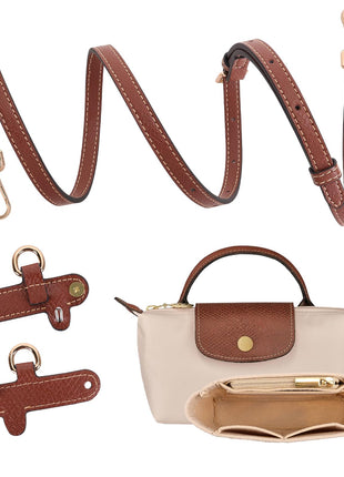 2Sets Shoulder Strap for Longchamp Bag Women, Purse Organizer, No-Punch Length Adjustable Leather Replacement Strap