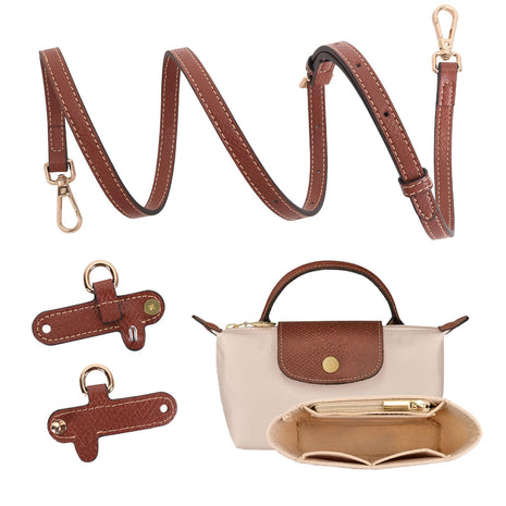 2Sets Shoulder Strap for Longchamp Bag Women, Purse Organizer, No-Punch Length Adjustable Leather Replacement Strap