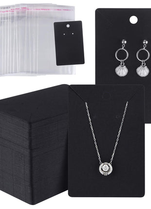 MIAHART 150 Set Earring Display Card with 150 Pcs Self-Seal Bags, Earring Holder Card for Selling DIY Ear Studs, Earrings and Jewelry Display (Black)