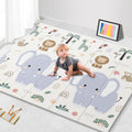 79x71 Extra Large Baby Play Mat for Floor, Foldable Foam Playmat for Babies 0-12 Months & Kids, Non-Toxic Waterproof Baby Mat for Floor, Thick Playpen Mat for Tummy Time Crawling, Elephant