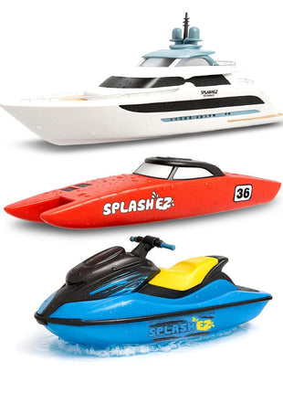 SplashEZ Boat Toys for Toddlers & Kids, Mold Free Bath & Pool Toys No Hole | Floating Toy Boats for Bathtub, Shower, Pool, Boys & Girls, Ages 4-8