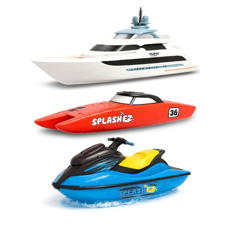 SplashEZ Boat Toys for Toddlers & Kids, Mold Free Bath & Pool Toys No Hole | Floating Toy Boats for Bathtub, Shower, Pool, Boys & Girls, Ages 4-8
