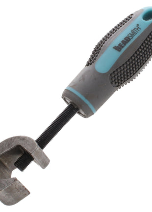 The Beadsmith Metal Stamp Holder, 6 inches, Metal Stamping Tool, with Grey & Aqua Textured Comfort Grip Handle, Holds Stamps in Place with a Safe and Secure Grip.