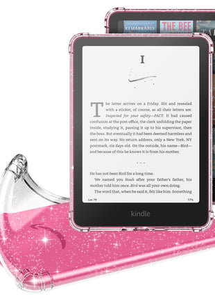 MoKo Case for All-New 7 inch Kindle Paperwhite (12th Generation-2024) and Kindle Colorsoft Signature Edition 2024 Ultra Thin Clear Flexible Transparent TPU Skin Bumper Back Cover Shell, Clear Glitter