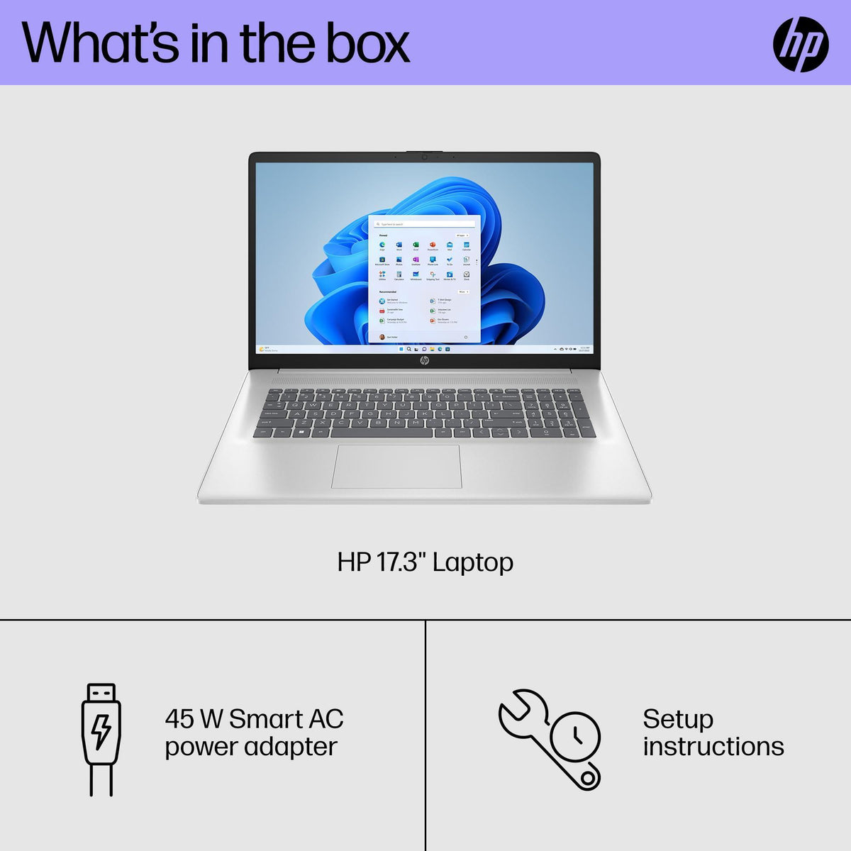 HP 17.3 inch Laptop, HD+ Display, Intel Core 3 100U, 8 GB RAM, 256 GB SSD, Intel Graphics, Windows 11 Home, 17-cn4010nr (2024)
