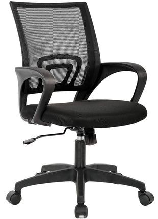 BestOffice Ergonomic Office Chair | Mid-Back Swivel Desk Chair | Black | with Lumbar Support, Adjustable Height & Breathable Backrest | Sponge Seat & Rolling Wheels | for Home, Office | Pack of 1