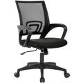 BestOffice | Ergonomic Office Chair | Mid-Back Swivel Desk Chair | Breathable Backrest & Lumbar Support | Adjustable Height | Sponge Seat | Rolling Wheels | Black | for Adults & Women