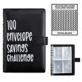 100 Envelopes Money Saving Challenge, 100 Envelope Challenge Binder, Easy and Fun Way to Save $5,050, Savings Challenges Budget Book Binder with Cash Envelopes for Office,Home,School (Black)