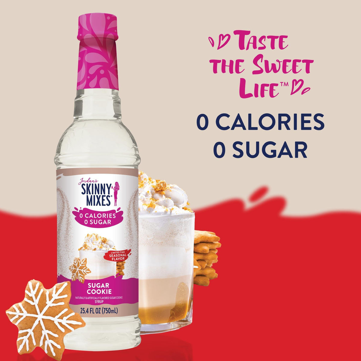 Jordan's Skinny Syrups Sugar Free Coffee Syrup, Sugar Cookie Flavor, Zero Calorie Flavoring for Latte, Protein Shake, Cocktail & More, Gluten Free, Keto Friendly, 25.4 Fl Oz, 1 Pack