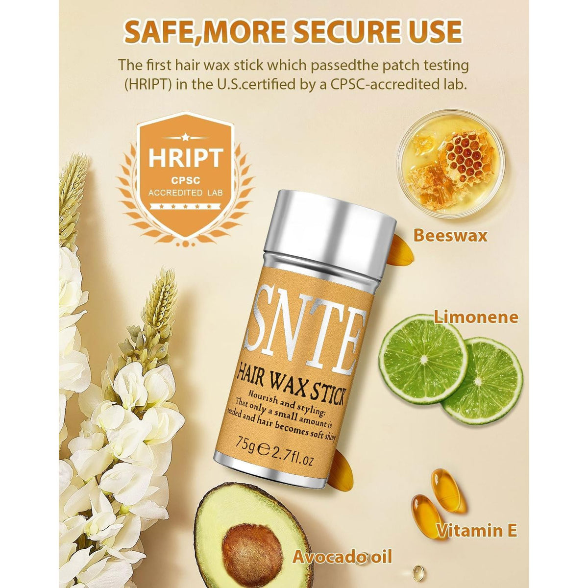 Samnyte Hair Wax Stick, Hair-Styling Waxes, Nourishing Accessories - Slick Stick for Women & Kids, Gel Tamer for Flyaways, Bun Maker & Styling Cream, 2.7 Fl Oz