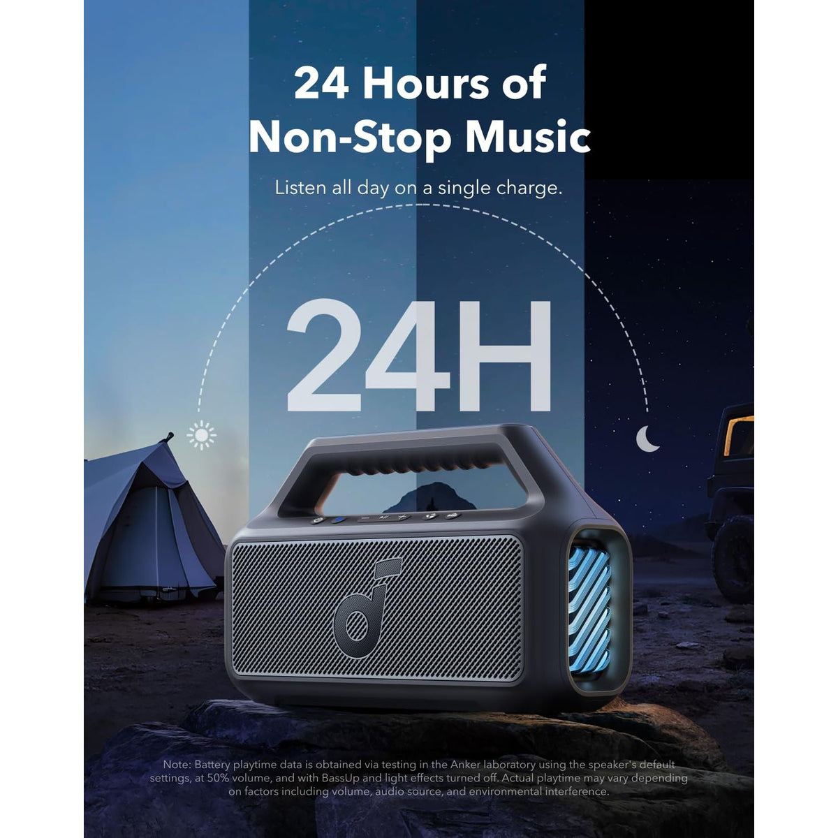 soundcore Boom 2 By Anker, Outdoor Speaker, 80W, Subwoofer, BassUp 2.0, 24H Playtime, IPX7 Waterproof, Floatable, RGB Lights, USB-C, Custom EQ, Bluetooth 5.3, Portable for Camping, Beach, and Backyard