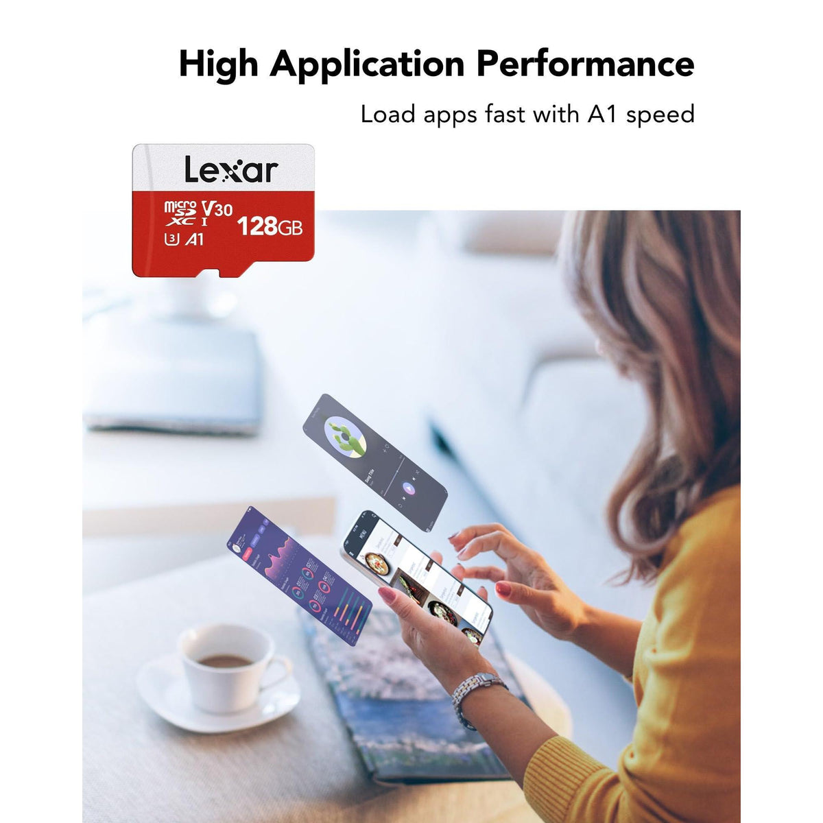 Lexar E-Series 128GB Micro SD Card 2 Pack, microSDXC UHS-I Flash Memory Card with Adapter, 100MB/s, C10, U3, A1, V30, Full HD, 4K UHD, High Speed TF Card