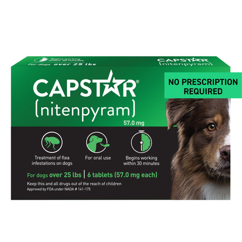 CAPSTAR Oral Flea Treatment for Dogs, Fast Acting Tablets Start Killing Fleas in 30 Minutes, Medium & Large Dogs (Over 25 lbs), 6 Doses