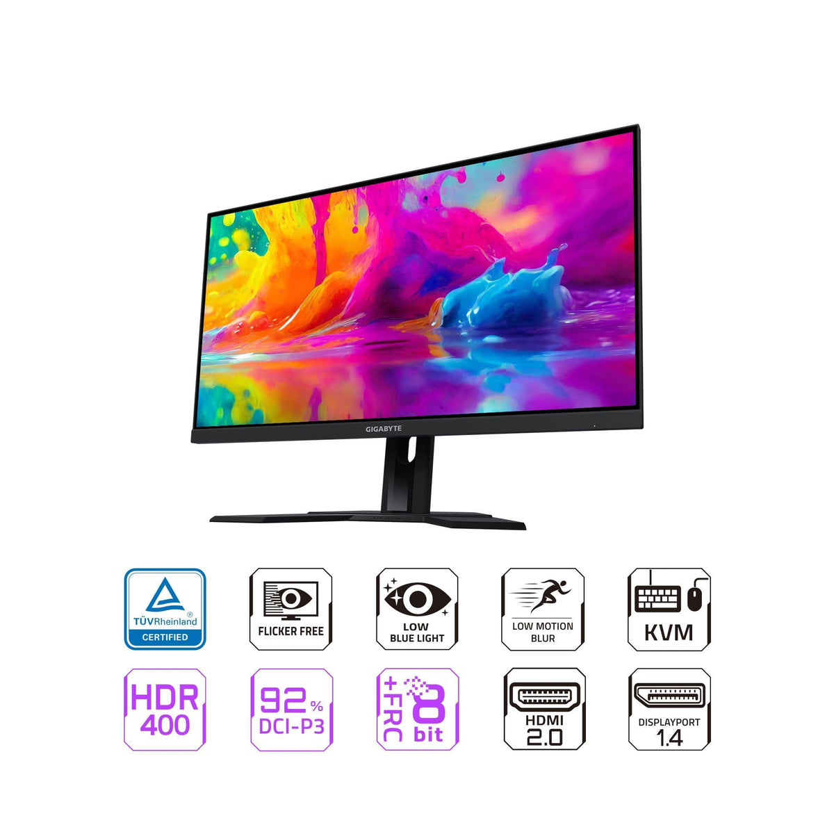 GIGABYTE M27Q 27" 165Hz 1440P -KVM Gaming Monitor, 2560 x 1440 SS IPS Display, 0.5ms (MPRT) Response Time, 92% DCI-P3, HDR Ready, FreeSync Premium, 1x Display Port 1.2, 2x HDMI 2.0, 2x USB 3.0