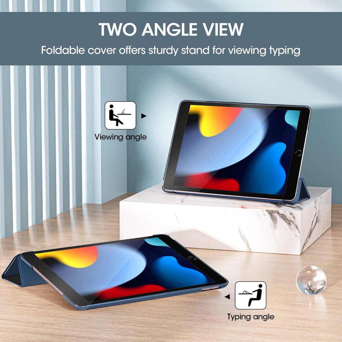 ProCase for iPad 9th/ 8th/ 7th Generation Case 10.2 Inch (2021/2020/2019 Release), 10.2 iPad Case 9th/ 8th/ 7th Gen Cover, Slim Smart Cover with Translucent Hard Shell Back -Navy