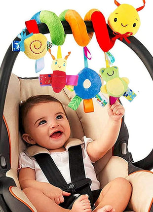 Spiral Car Seat Toys - Baby Sensory Soft Plush Hanging Toys for 0-12 Months Stroller Crib Accessories, Essentials for Expecting Moms & Baby Shower Registry Gift