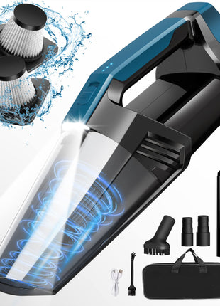 Blestan Cordless Car Vacuum Lightweight High Power Handheld Vacuum Cleaner with LED Light, Hand Vacuum for Car Home Office and Pet Hair, BlackBlue
