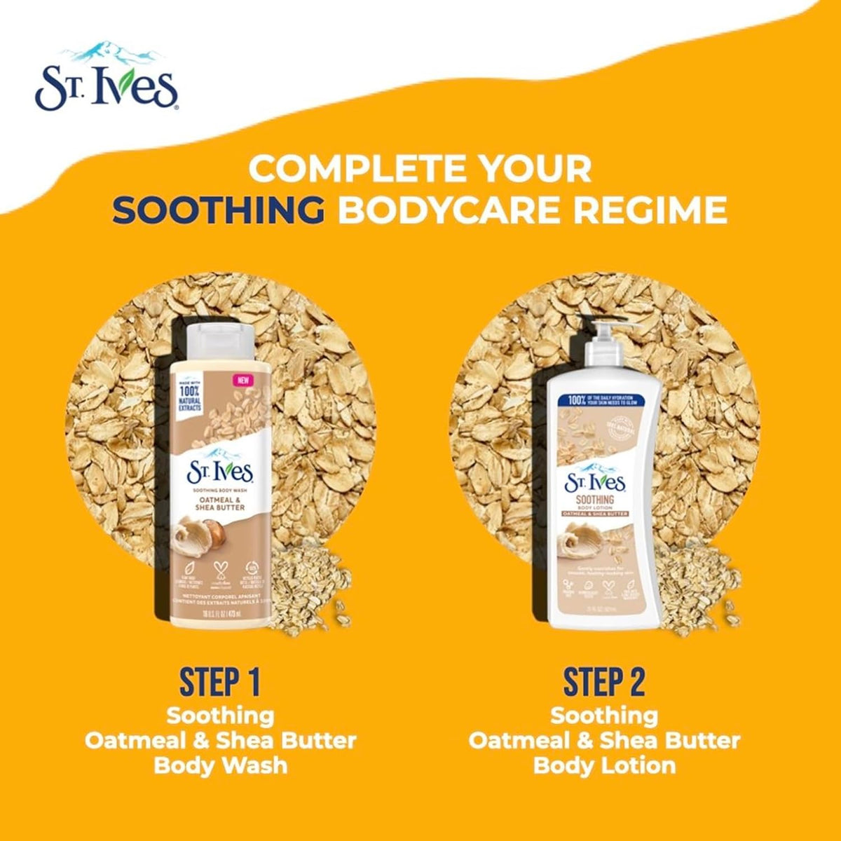 St. Ives Soothing Oatmeal & Shea Butter Body Lotion,100% Natural Moisturizers,Paraben Free,Non-greasy formula,Smooth & Healthy skin,imported,200ml