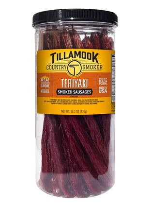 Tillamook Country Smoker Real Hardwood Smoked Sausages, Teriyaki, 15.2 Ounce Tall Jar, 20 Count