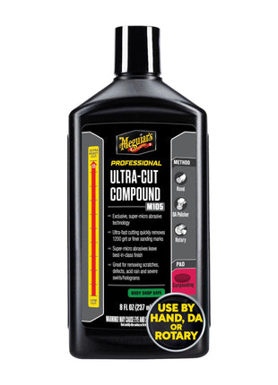 Meguiar's Mirror Glaze M105 Ultra-Cut Compound, Pro-Grade Car Compound for Removing Scratches and Heavy Swirls, Restores Gloss and Clarity, Car Guy Gifts for Men and Women Who Love to Detail, 8 Oz