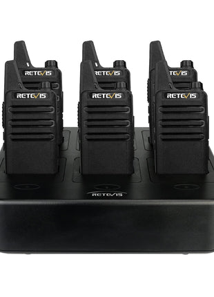 Retevis RT22 Walkie Talkies Rechargeable Hands Free 2 Way Radios Two-Way Radio(6 Pack) with 6 Way Multi Gang Charger
