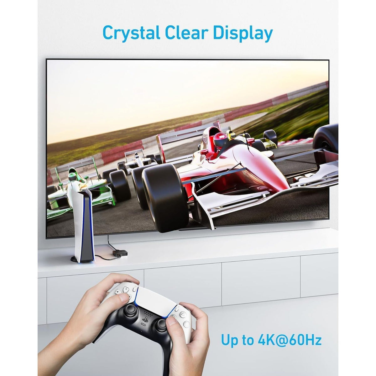 Anker HDMI Switch, 4K@60Hz HDMI Switcher, 2 in 1 Out with Smooth Finish, Supports HDR, 3D, Dolby, Compatible with Laptops, PC, Xbox Series, PS5 / PS4, Projector, and More