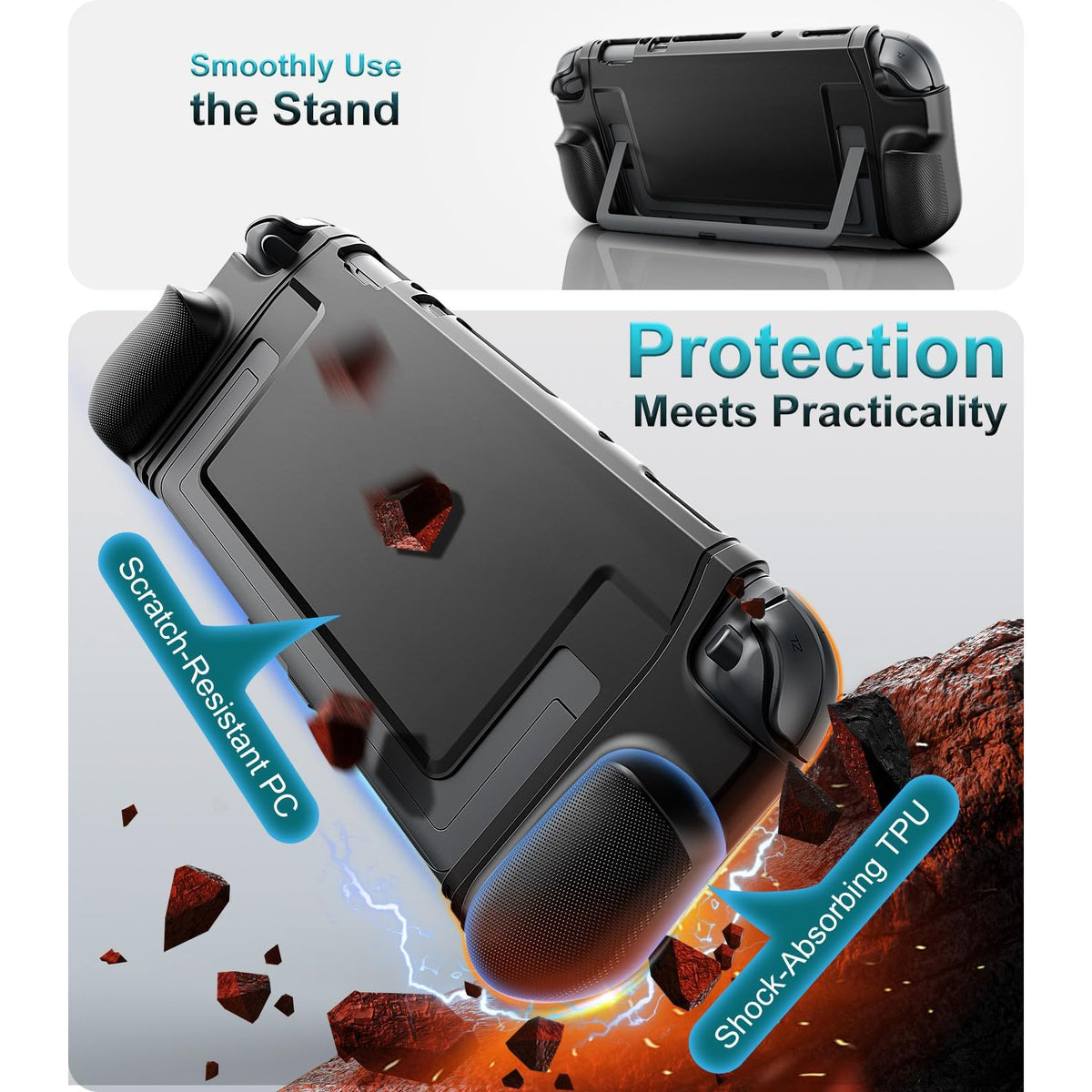 TiMOVO Dockable Case for Nintendo Switch 2 2025, TPU Grip Protective Cover Accessories with Ergonomic Design for Switch 2 Console & JoyCon, Shock-Absorption Anti-Scratch Precise Cutouts, Black